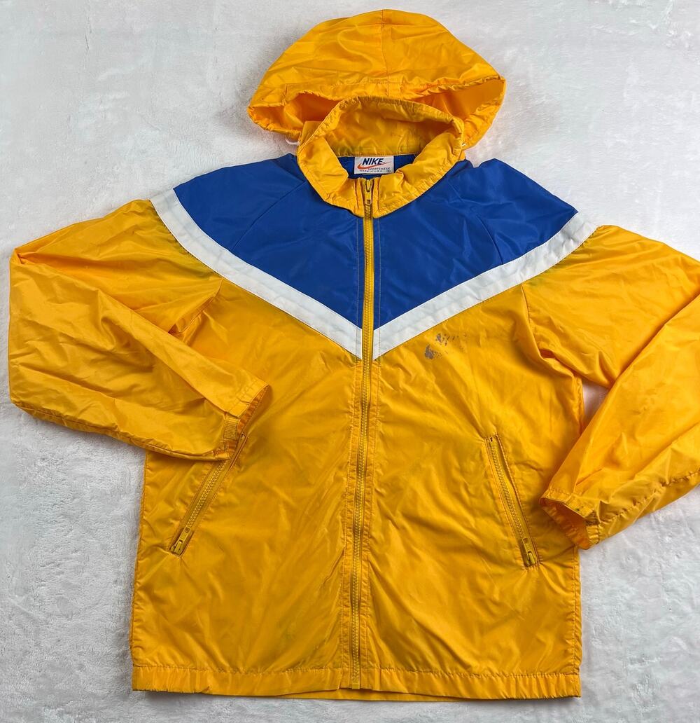 Nike Vintage Yellow & Blue Windbreaker Jacket 1980's Men's size Small
